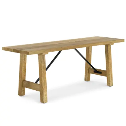 Front. Simpli Home - Harvey Solid Mango Wood 47 inch Wide Industrial Contemporary Bench in Natural - Natural.