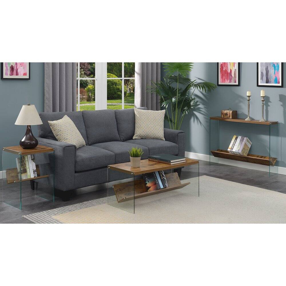 Back. Convenience Concepts - SoHo Glass Coffee Table with Shelf - Barnwood/Glass.