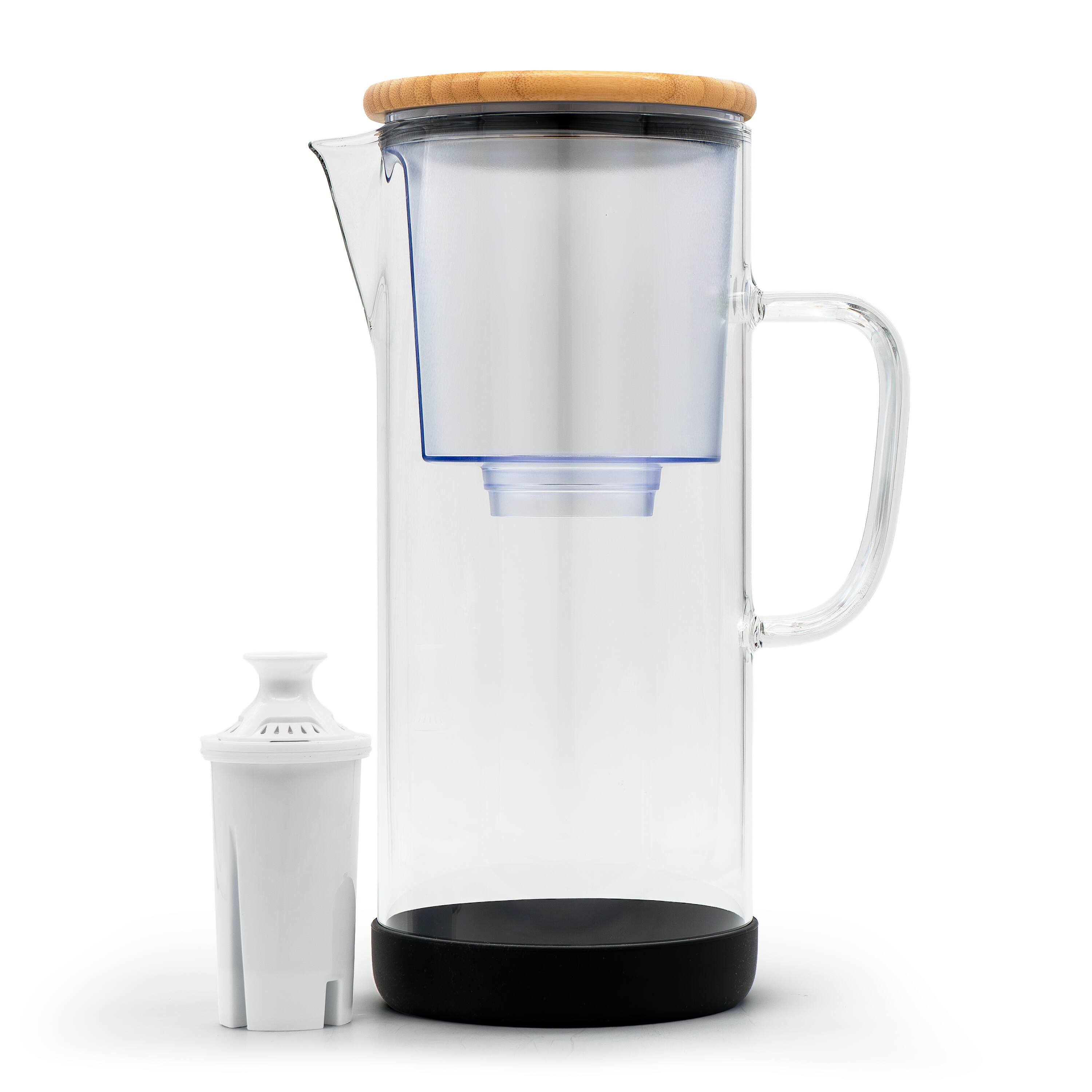 Back. FC Design - Freco 14 cup / 3.5 L Glass Water Filter Pitcher with 1 Filter, NSF42/53 Certified, Brita filter compatible, BPA Free.