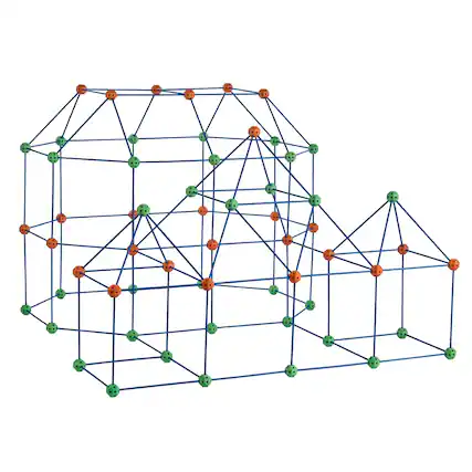 Front. HONGGE - Kids Fort Building Kit with 180 Piece Construction Set for Creative STEM Play - Blue.