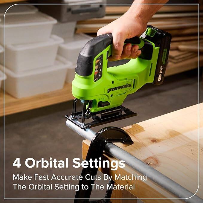 4 Orbital Settings  
Make Fast Accurate Cuts By Matching The Orbital Setting to The Material