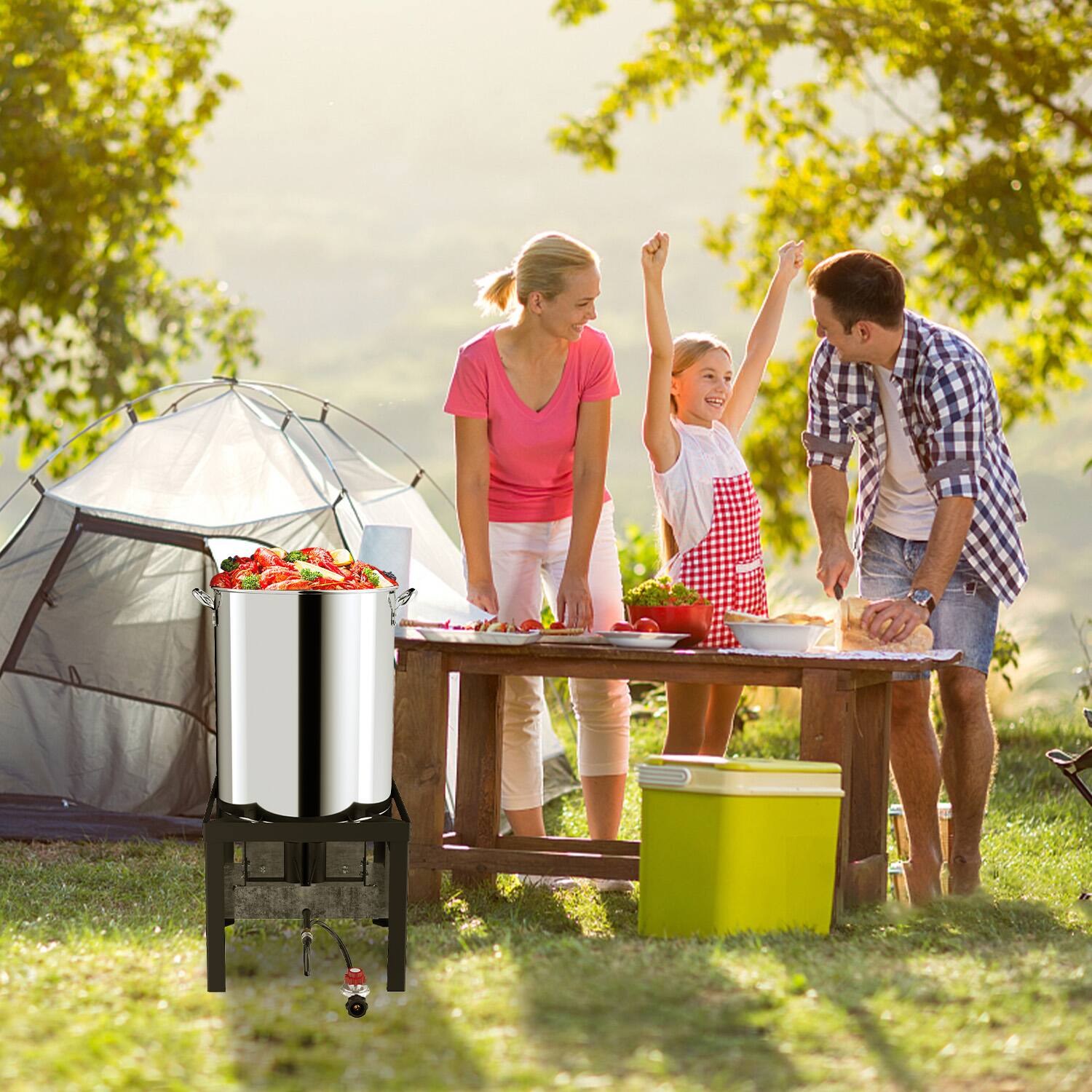 Alt View 3. FODINGHILL - 60QT Stainless Steel Outdoor Crawfish & Crab Boiler with Basket, Skimmer & Cover, Seafood Boiling Kit - silver.