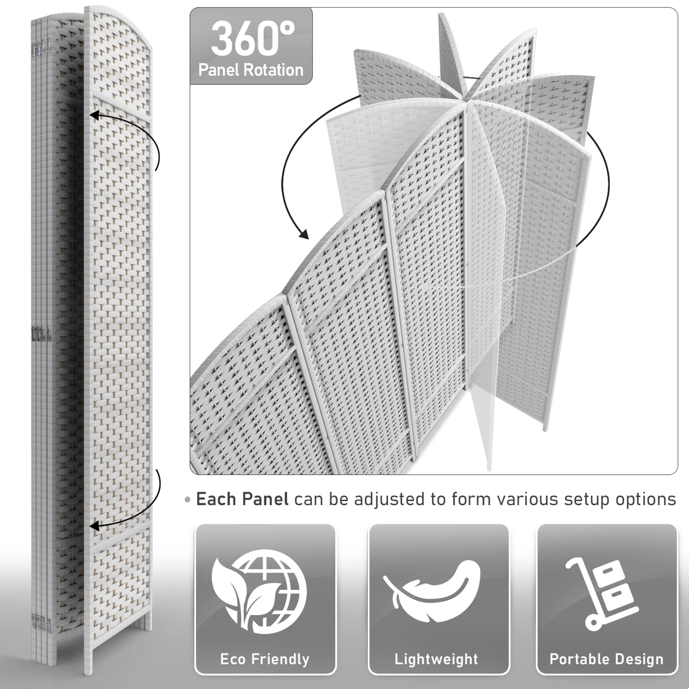 360° Panel Rotation  
Each Panel can be adjusted to form various setup options  
Eco Friendly  
Lightweight  
Portable Design