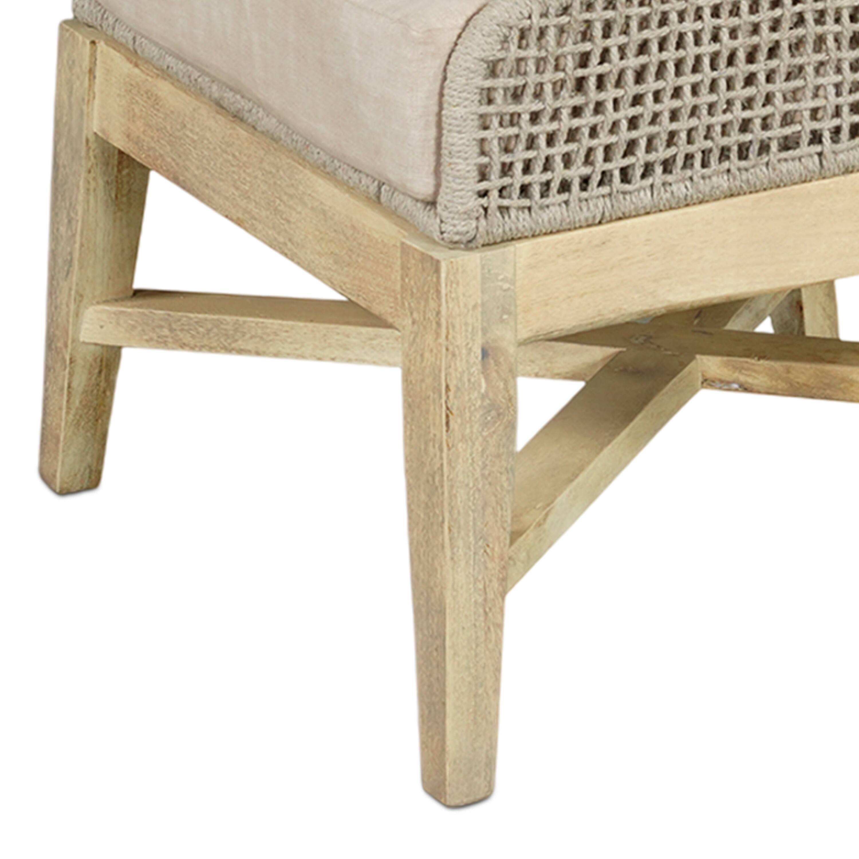 Alt View 5. Manhattan Lane - Handcrafted Mango Wood Dining Chair, Cotton Rope Weaving. - Natural Brown, Beige.