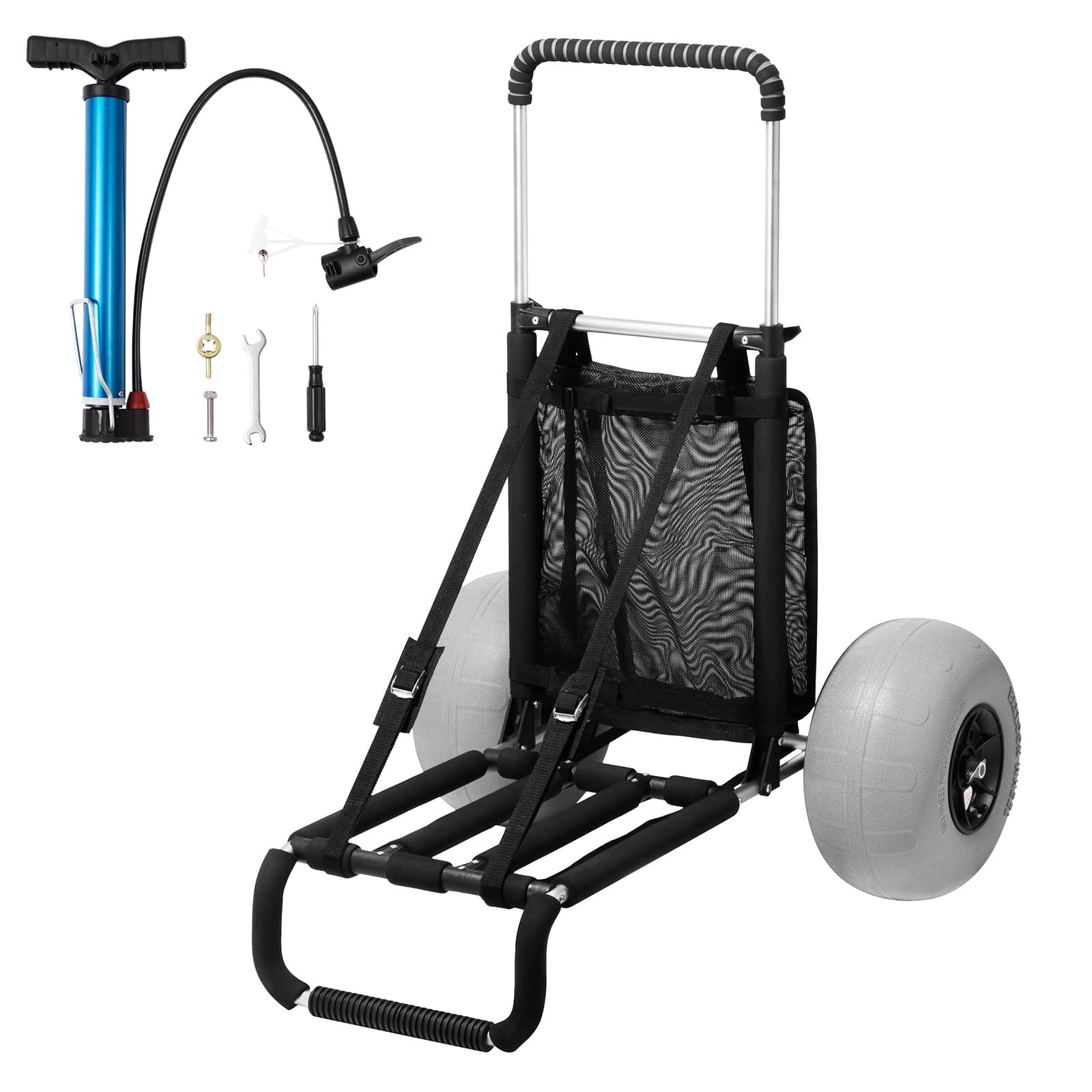 VEVOR - Beach Dolly with Big Wheels for Sand, 29.9" x 15.4" Cargo Deck, w/ 12" Balloon Wheels, 165LBS Loading Capacity - Sliver,Black,Grey