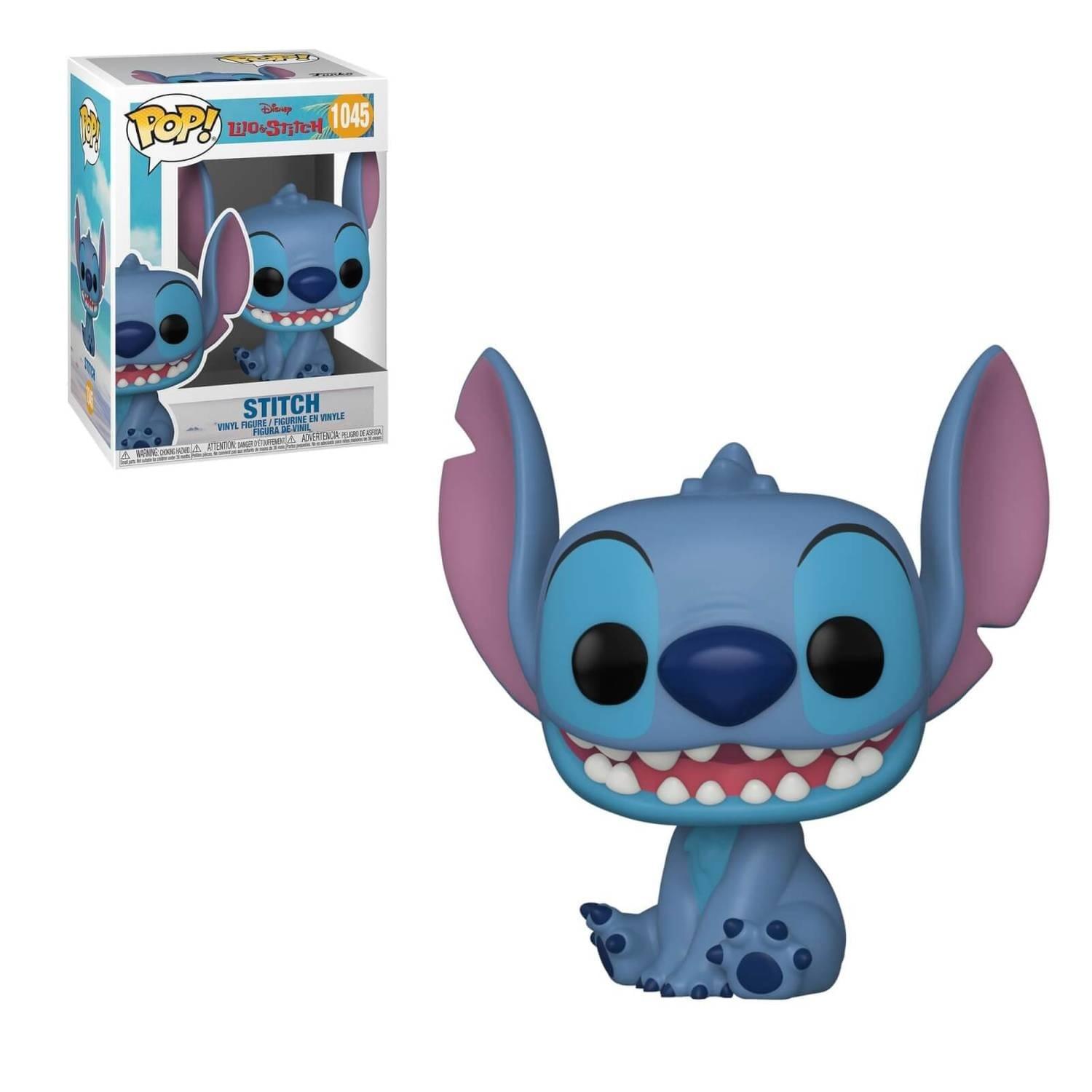 The text on the image reads:

"POP! Disney 1045
STITCH
'VIVIL' FIGURINE EN VINYLE
VINYL FIGURINE
VINYL FIGURINE EN VINYLE
VINYL FIGURINE EN VINYLE
4 CM
NOT FOR CHILDREN UNDER 3 YEARS
NOT FOR CHILDREN UNDER 3 YEARS
NOT FOR CHILDREN UNDER 3 YEARS
NOT FOR CHILDREN UNDER 3 YEARS"
