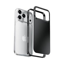 Dteck - Alloy Metal Bumper Case for Apple iPhone 17 Pro Max with Sea horse Buckle,Shock-absorbent Micro-Frosted Back Cover - Black