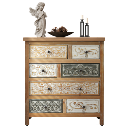 Forest'nSky - Wood 6 drawer 25.59 in. Wide Chest of Drawers with Farmhouse Style Decor for Living Room - Colorful
