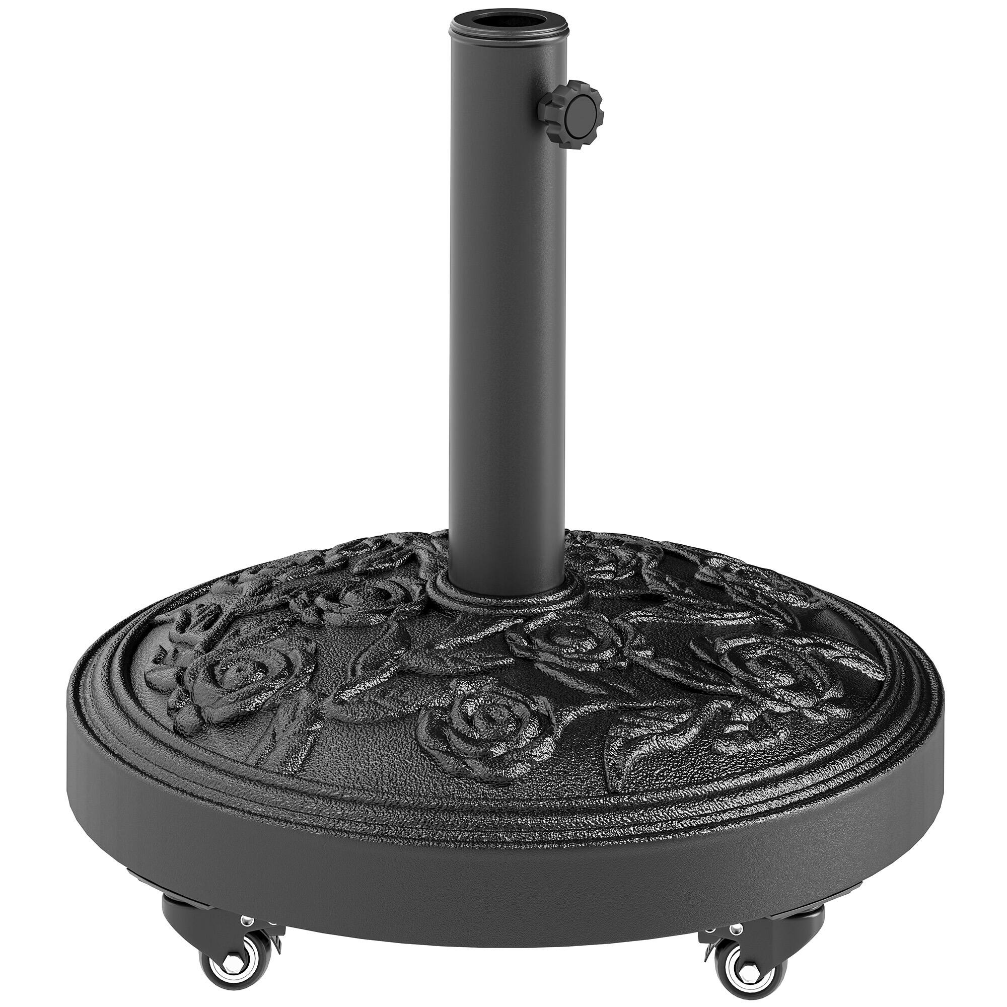"Outsunny - Round Patio Umbrella Base, 46 lbs Resin Umbrella Base with Wheels, Outdoor Umbrella Stand for 1.3""/1.5""/1.9"" Umbrella - Black" price history on PriceWatchPro