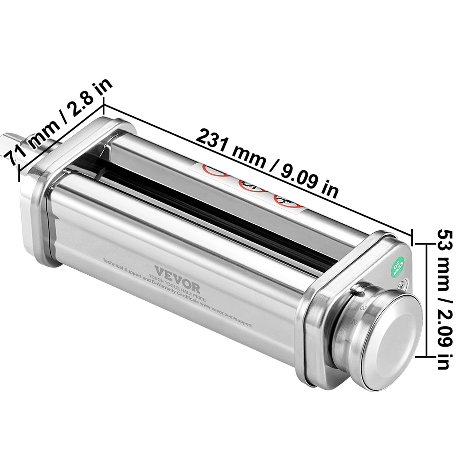 - 71 mm / 2.8 in
- 231 mm / 9.09 in
- 53 mm / 2.09 in

VEVOR  
Technical Support and E-Warranty Certificate  
www.vevor.com/support
