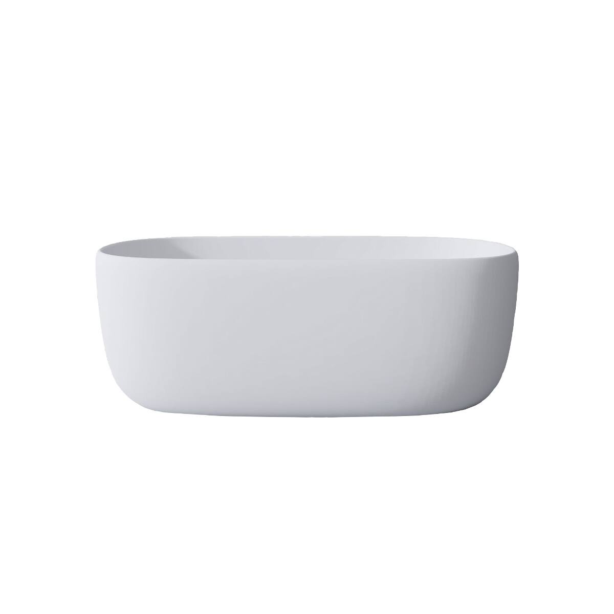 Alt View 4. Loheer - Loheer Freestanding Resin Stone Soaking Bathtub, Matte White Solid Surface Oval Tub with Center Drain, 51 Inch - Matte White.
