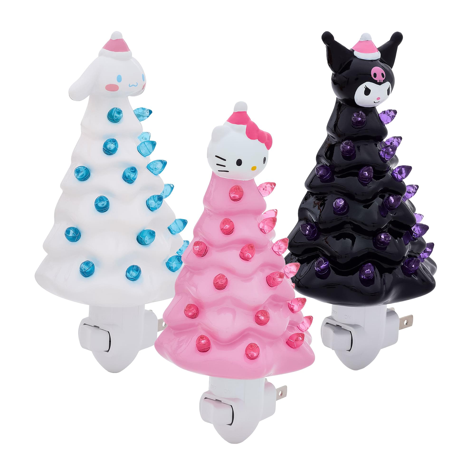 Alt View 10. Ukonic - Sanrio Characters Christmas Tree Plug-In Night Light Set Of 3 - White, Pink, Black.