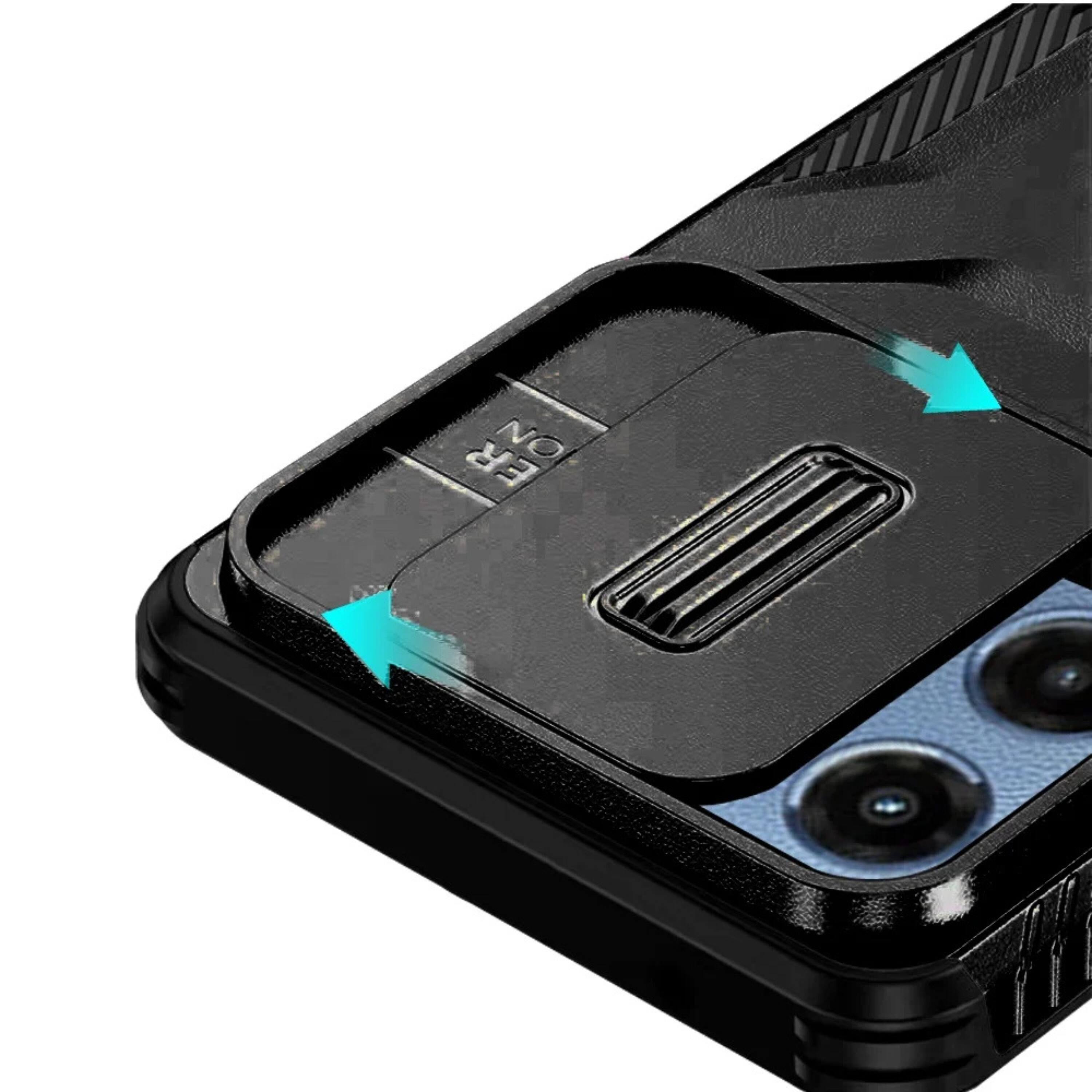 Angle. Kitcheniva - Side Grip Rugged Case For Moto G 2025 2026 G Play 2026 With Sliding Camera Cover Black - Black.