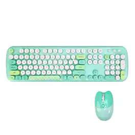 SaharaCase - Wireless Keyboard & Mouse Combo with Silent Click | Colorful 104 Keys Full Keyboard | USB & Type-C Adapter - Green