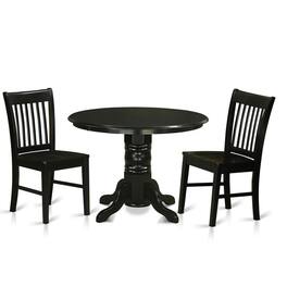East West Furniture - 3 PcTable set-Table and 2 Dining Chairs - Black