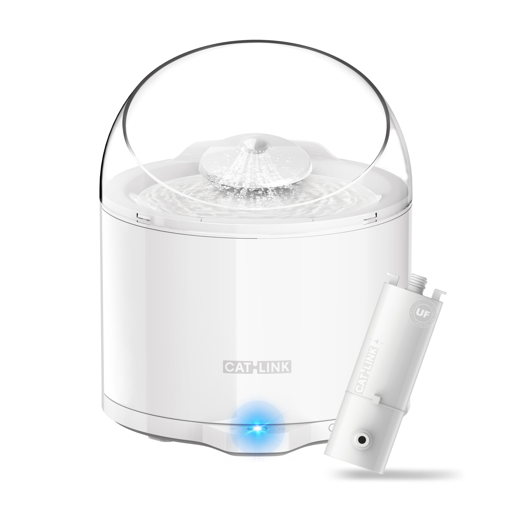 CatLink - Pure 2 Cat Water Fountain, 2.6L Wireless Pump, Health Monitoring, Ultrafiltration & App Control, Ultra Quiet - White