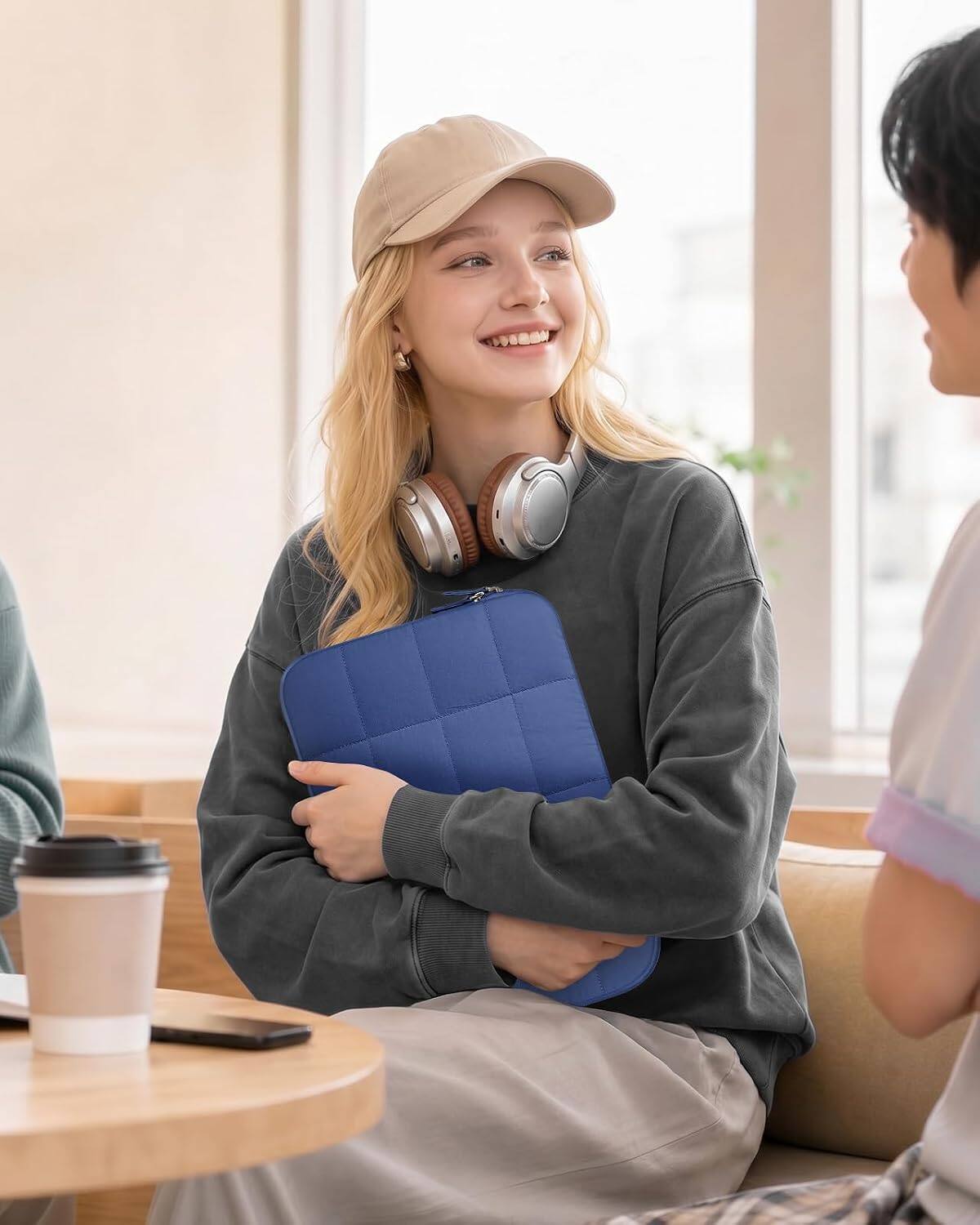Alt View 3. Fintie - Sleeve for MacBook Neo 13 Inch (Model A3404, 2026 Release) with A18 Pro Chip, Puffy Quilted Puffer Carrying Case Bag - Indigo.