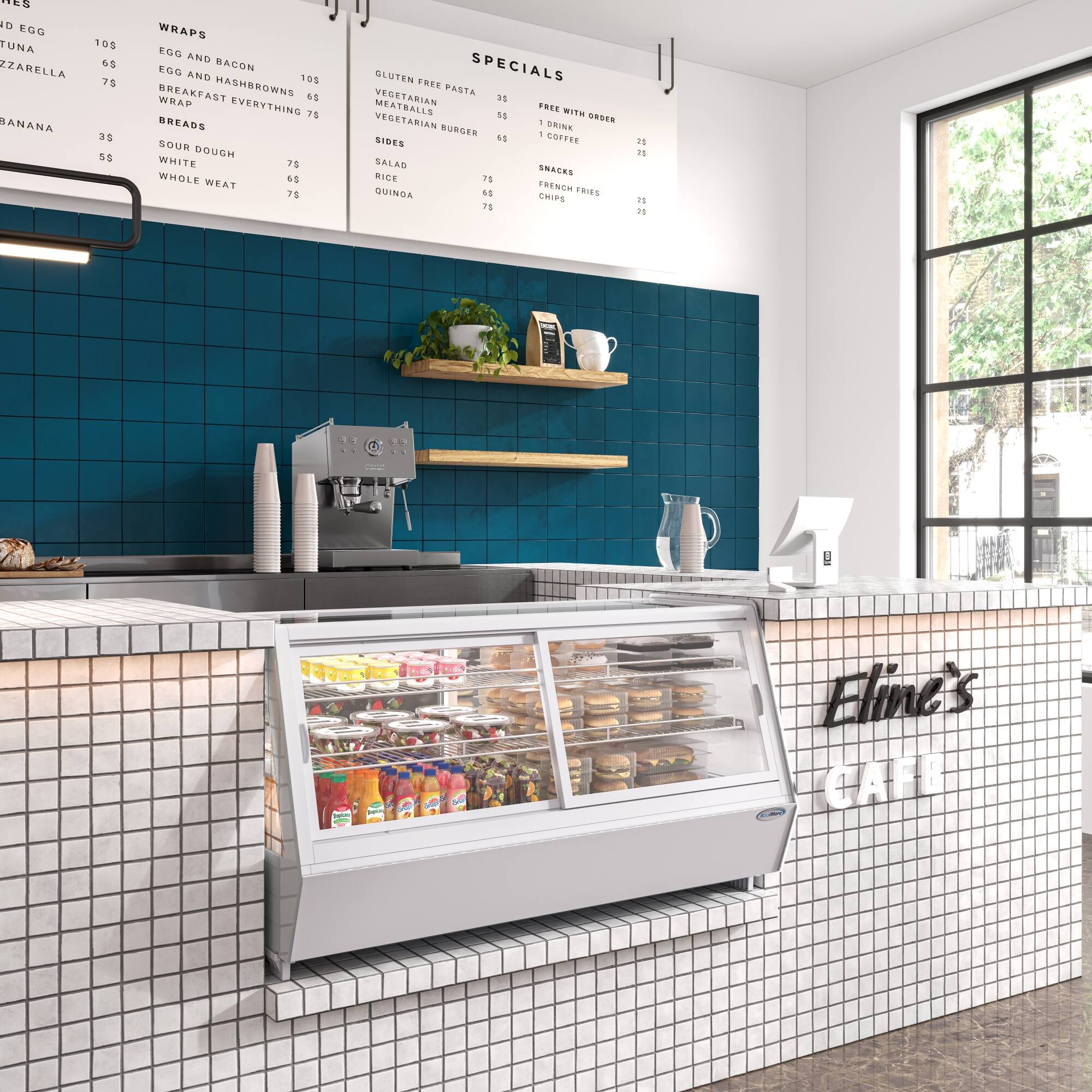 HES D FGC UNA 10s ZZARELLA S 7 RANANA 35 55 WRAPS EGO ANG EGG BACON ANS 103 BREAKFAST HASHBROWNS WHAP 65 EVERYTHING 15 BREADS SOUR Doughnuts 7S WHOLE WEAT 62 78 GLUIEN SPECIALS Thes PASTA VEGETABIAN i MEATRALIS 15 TOEE ITE VEGETABIAN - S BURS DRINE . SIDES 45 LOETEE SALAB SNACES RICE iS FRINON FRIES Rv S CeIPS 76 is is is 1 2 Eline's CAFE