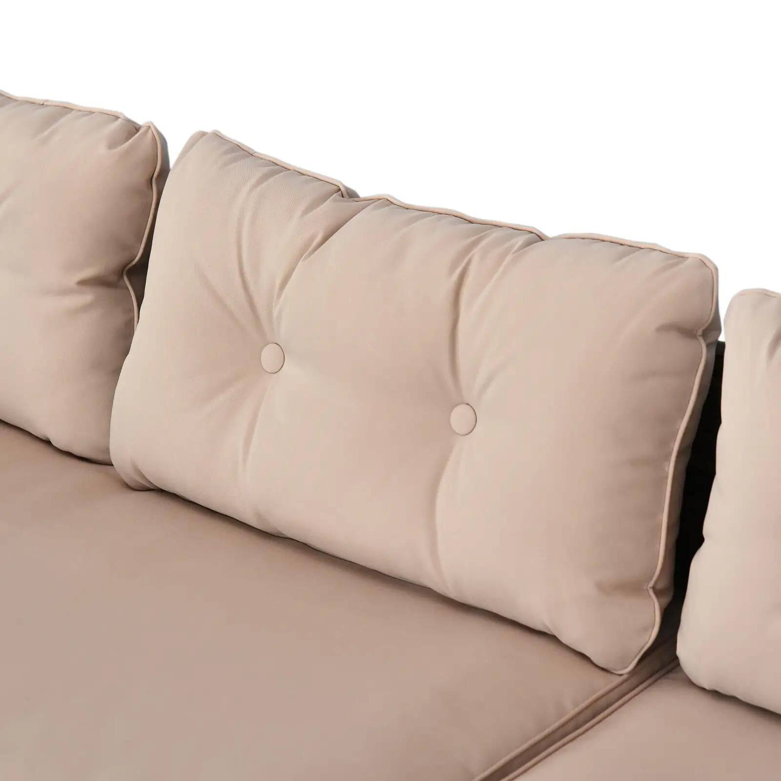 Alt View 4. Resenkos - Resenkos 3 Pieces Patio Furniture Set, Outdoor Sectional Furniture, PE rattan, Beige - Beige.