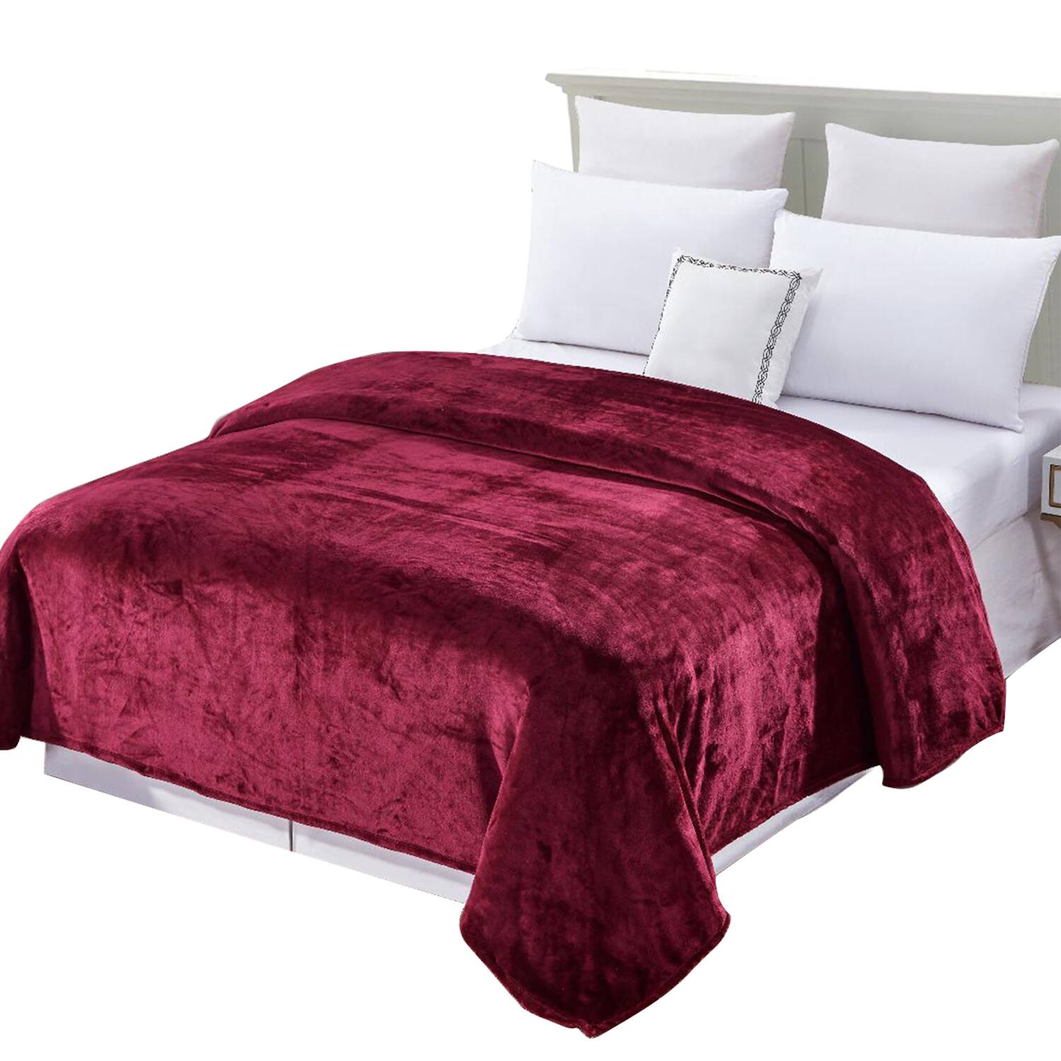 Front. Noble House - Plazatex Micro Plush Solid Parteen Soft Comfortable and Lightweight All Seasons Blanket Twin Burgundy - Burgundy.