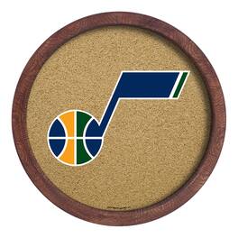 The Fan-Brand - Utah Jazz 20.25'' Round Faux Barrel Framed Cork Board - Multicolor