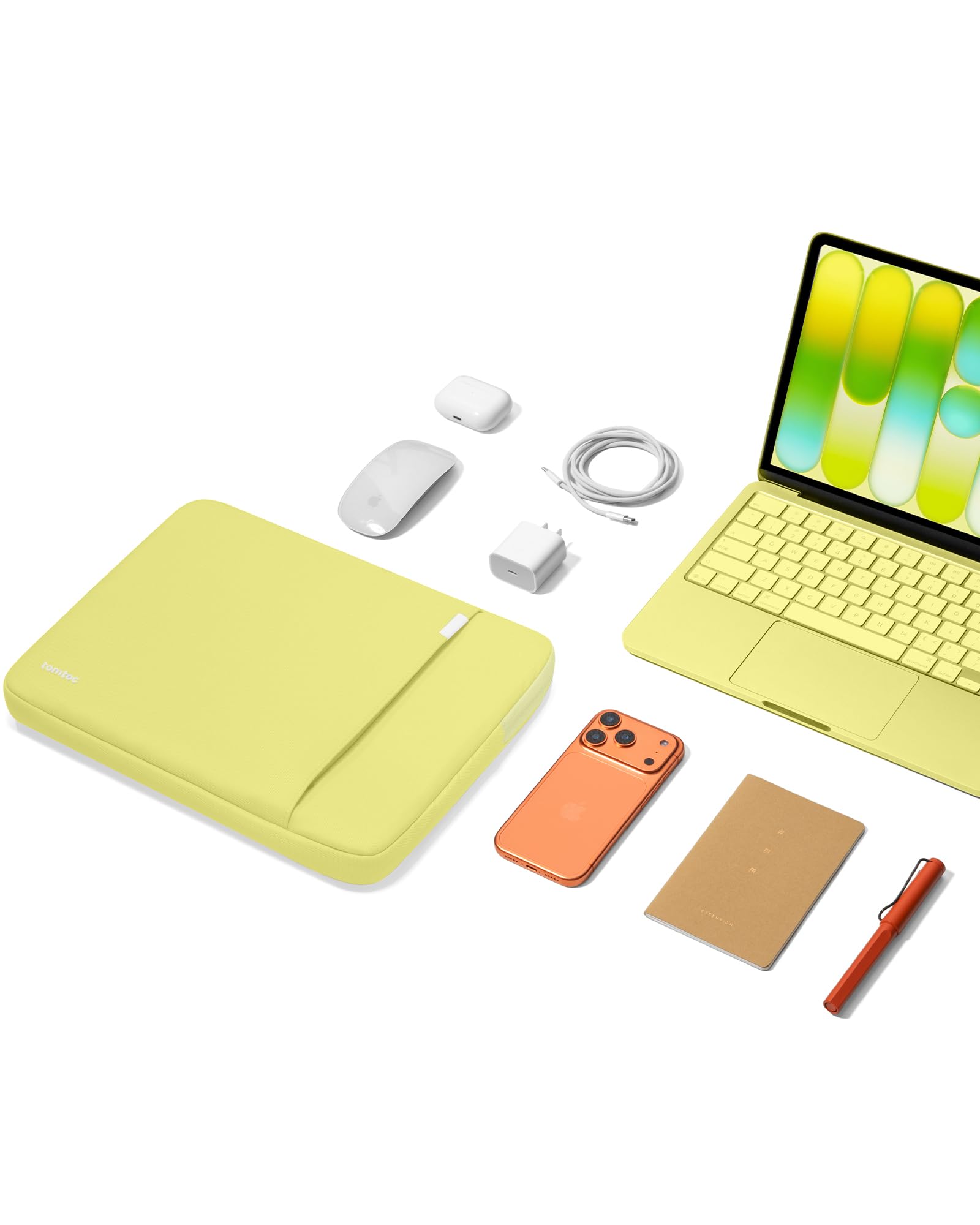 Alt View 7. tomtoc - Defender-A13 360° Recycled Laptop Sleeve Bag Case for 13-inch New MacBook Neo A18 Pro Chip 2026 - Citrus.