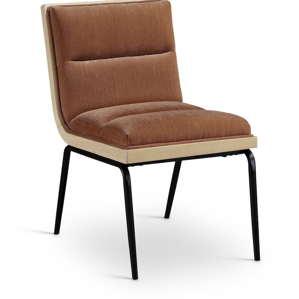 Alt View 1. Meridian Furniture - Viceroy Cognac Fabric Upholstered Dining Chair, Set of 2 - Black.