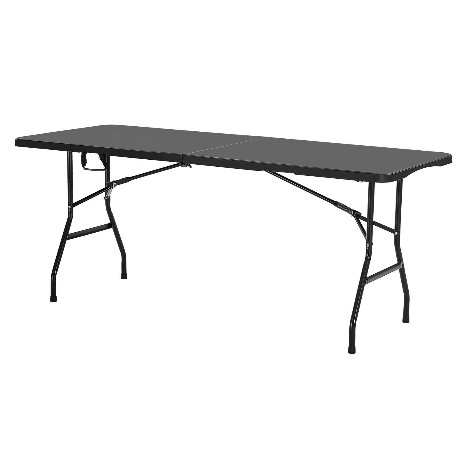 Alt View 5. VEVOR - Folding Table, 6 Ft Heavy Duty Portable Fold-in-Half Utility Table, Indoor Outdoor Plastic Rectangle Table with Built - Black.
