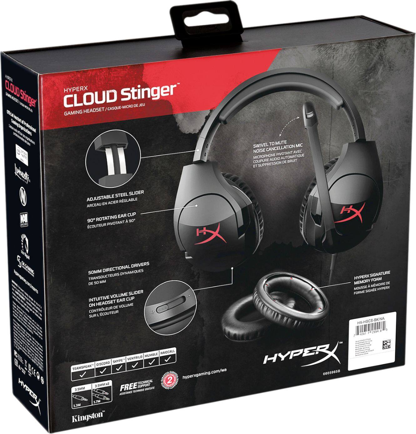 Alt View 18. HyperX - Cloud Stinger Wired Gaming Headset for PC, Xbox X|S, Xbox One, PS5, PS4, Nintendo Switch, and Mobile - Black/Red.