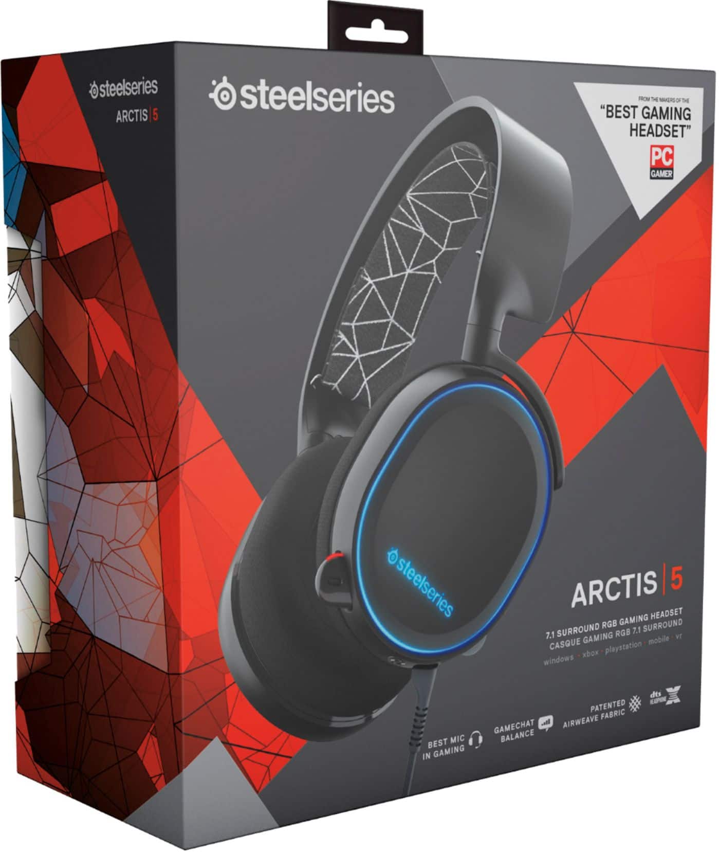 Alt View 12. SteelSeries - Arctis 5 Wired 7.1 RGB Gaming Headset for PC, Mac, PlayStation, Xbox, VR, Mobile - Black.