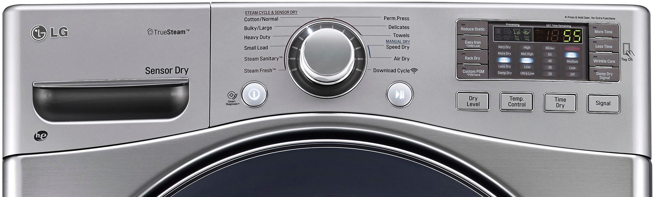 LG TrueSteam 7.4 Cu. Ft. 12-Cycle Electric Dryer with Steam Graphite ...