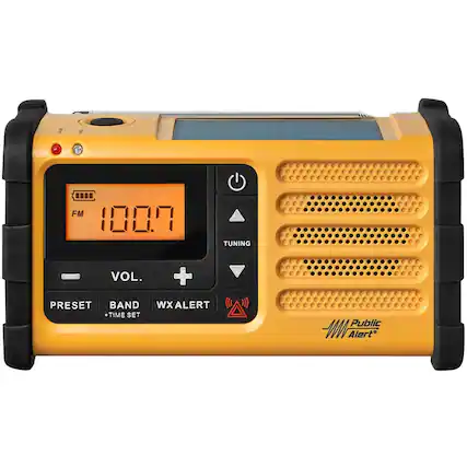 Front. Sangean - Portable AM/FM/Weather Radio - Yellow.