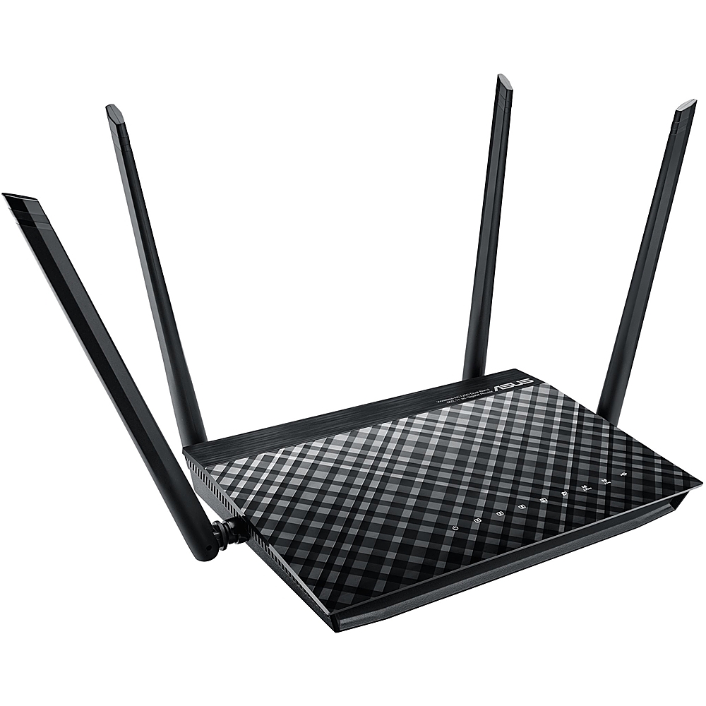 Left View: ASUS - Wireless-AC1200 Dual-Band Wi-Fi Router - Black