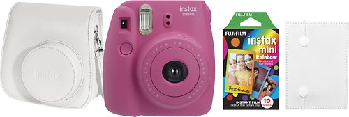 Fujifilm - instax mini 8 Instant Film Camera Bundle - Hot Pink - Larger Front