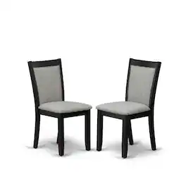 East West Furniture - MZC6T06 Mid Century Dining Chairs - Shitake Linen Fabric Seat and High Chair Back - Wire Brushed Black Finish (SET OF 2) - Wire Brush Black