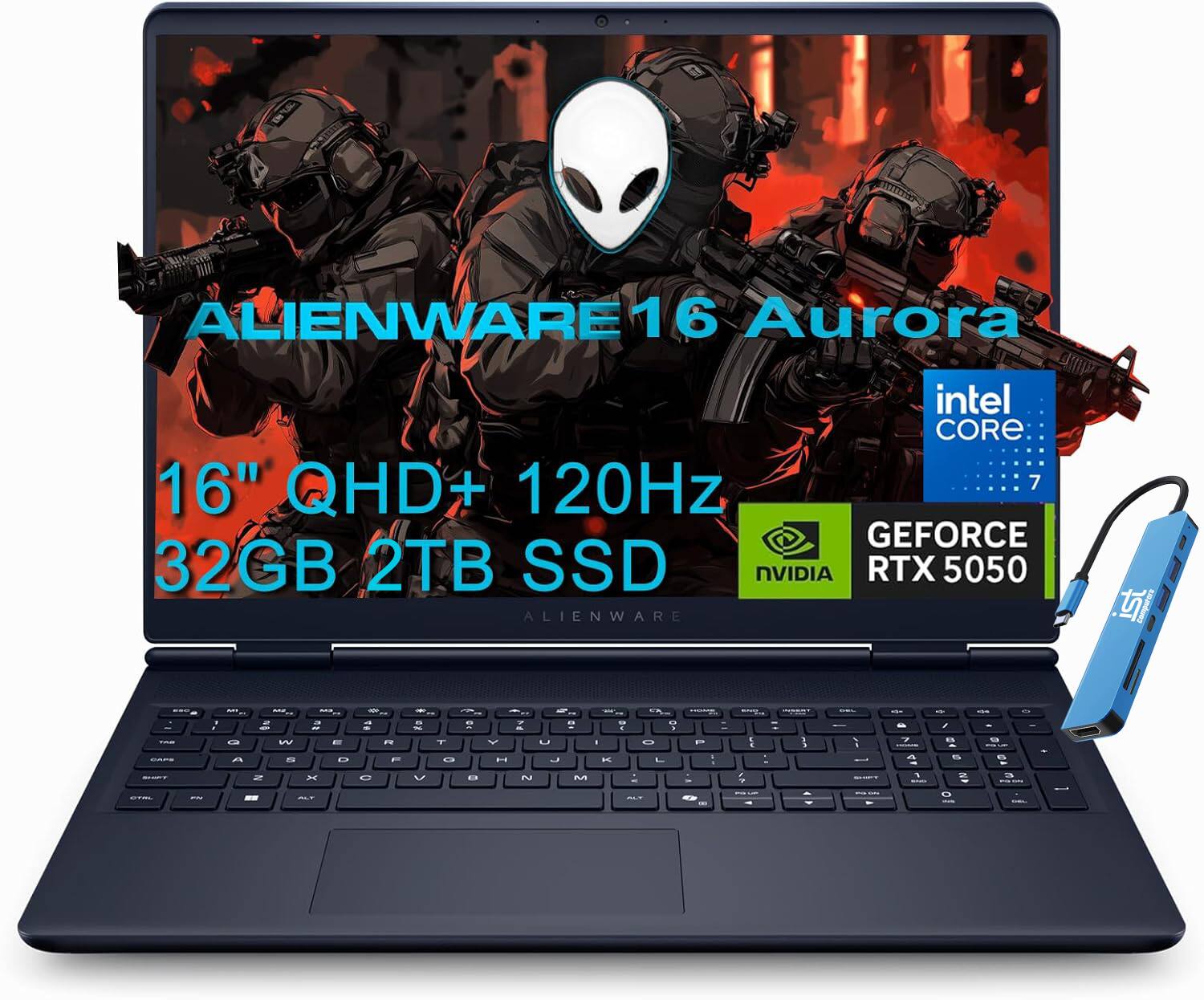 ALIENWARE 16 Aurora  
Intel CORE i7  
16" QHD+ 120Hz  
32GB 2TB SSD  
NVIDIA RTX 5050