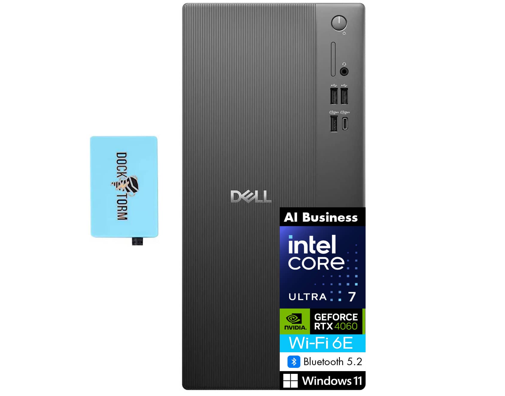 Dell - Tower Plus Desktop (Intel Ultra 7 265F, 64GB DDR5, 2TB PCIe SSD, GeForce RTX 4060, Win 11 Pro) w/USB Hub - Black