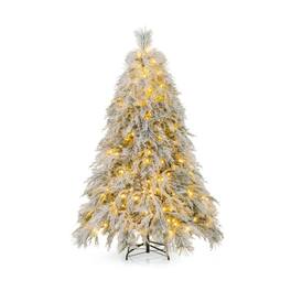 Kadyn - Home Party Christmas Tree Decorations,6 Feet Pre-Lit Snow Flocked Christmas Tree with Warm LED Lights-6 ft - White