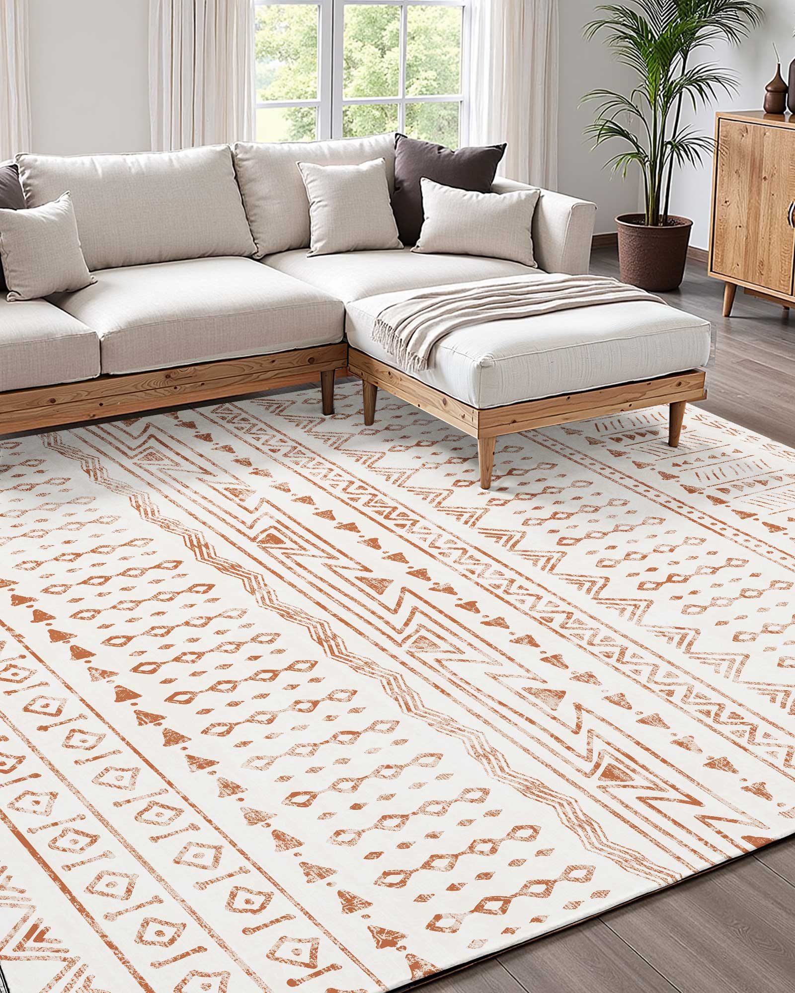 Angle. VEVOR - Area Rug, 5 x 8 ft Large Washable Rug, Non-Slip and Tear-Resistant Soft Carpet, Pet & Child Friendly Modern Area Rugs - Beige.