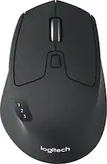 Front. Logitech - M720 Triathlon Wireless Optical Mouse - Black.