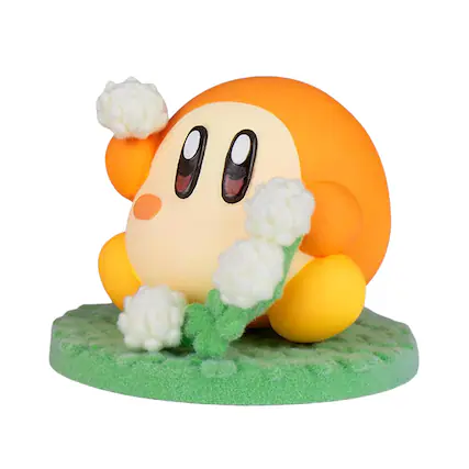 Front. Little Buddy - Kirby Fluffy Puffy Play In The Flowers Mini Figure | Waddle Dee Ver. C - Orange.