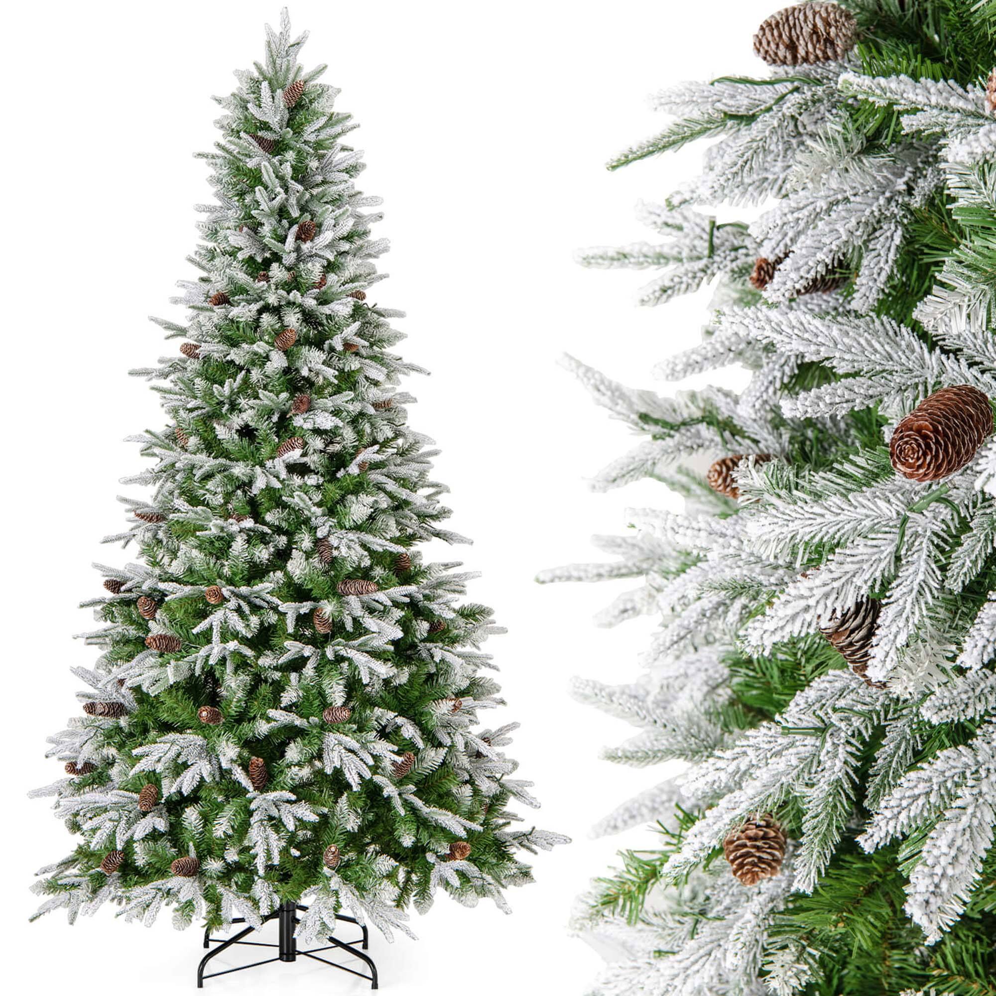 Alt View 10. Costway - Costway 7.5 FT Artificial Christmas Tree Hinged Xmas Tree with 1135 Branch Tips 470 Lights - Green,White.