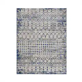 HTUTWOO - Woven Area Rug - 6'6"W x 9'L Ultra Soft Floor Carpet for Living Room Indoor Dining Room, Modern Home Décor Moroccan - Blue+Cream