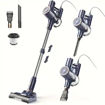Front. DEVOAC - I8 Corded Vacuum Cleaner, 600W 23KPa Stick Vacuum, Free-Stand 6 in 1 Powerful Lightweight Vacuum - BLUE.