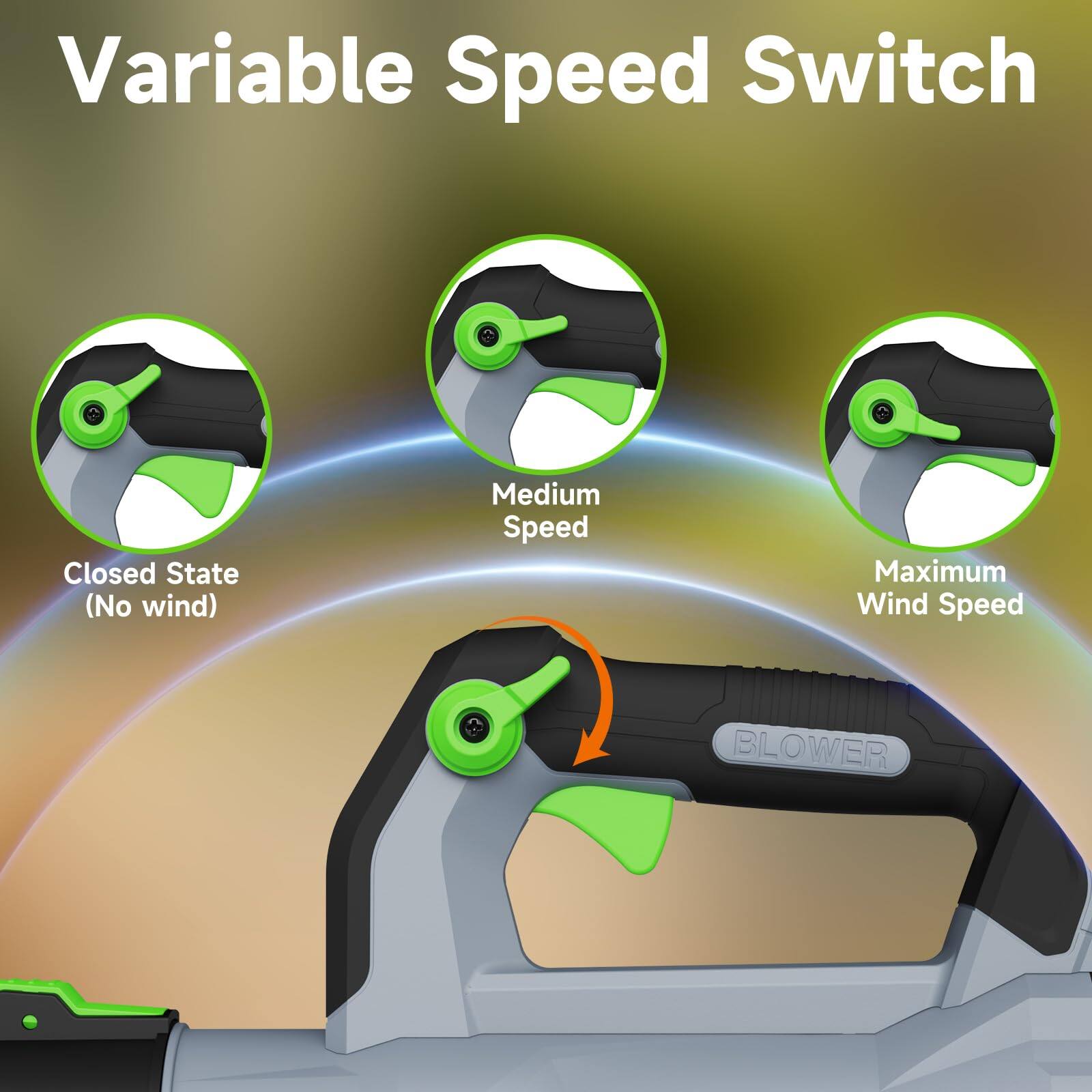Variable Speed Switch

- Closed State (No wind)
- Medium Speed
- Maximum Wind Speed

BLOWER