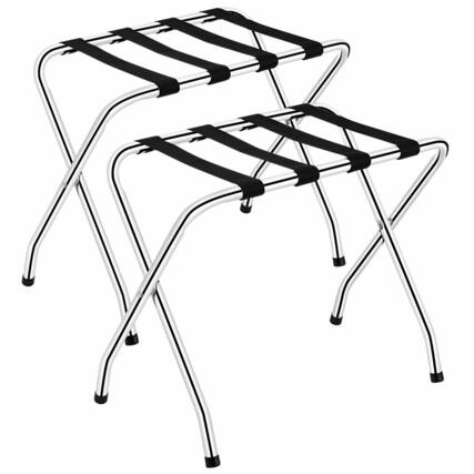 Front. Costway - Costway Set of 2 Folding Luggage Rack Chromed Metal Suitcase Holder Shelf for Home Hotel - Silver,Black.