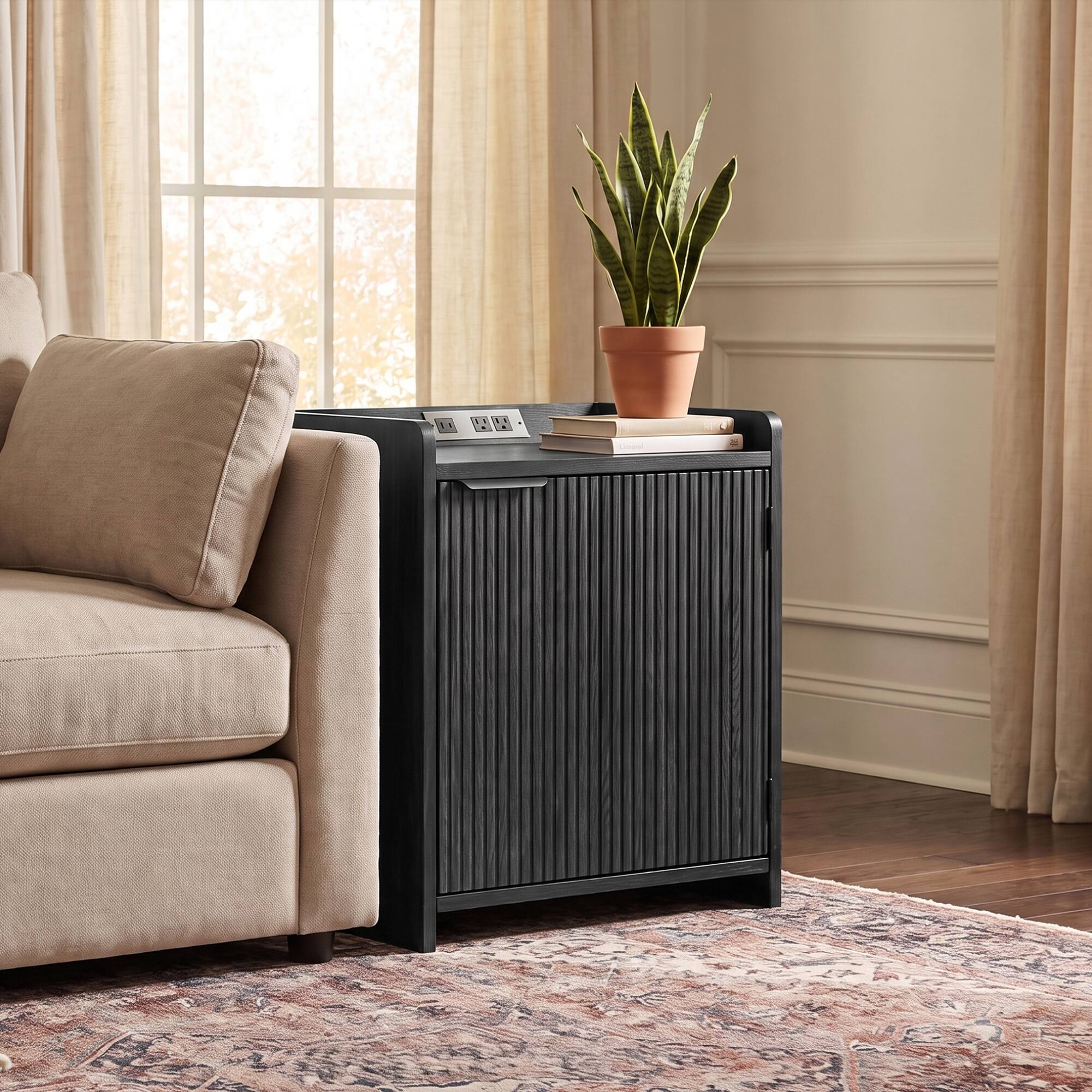 Front. VAUXHILL & CO. - Holloway Refrigerated Endtable, Black - Black.