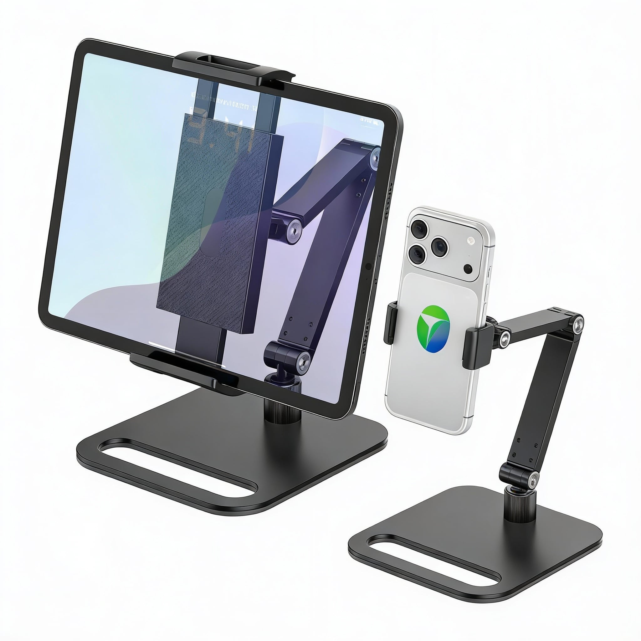 OMOMMD - Tablet Stand Holder For Ipad Portable Monitor 6 3 Aluminum Alloy Foldable Arm Mount With Swivel Desk Compat - Black