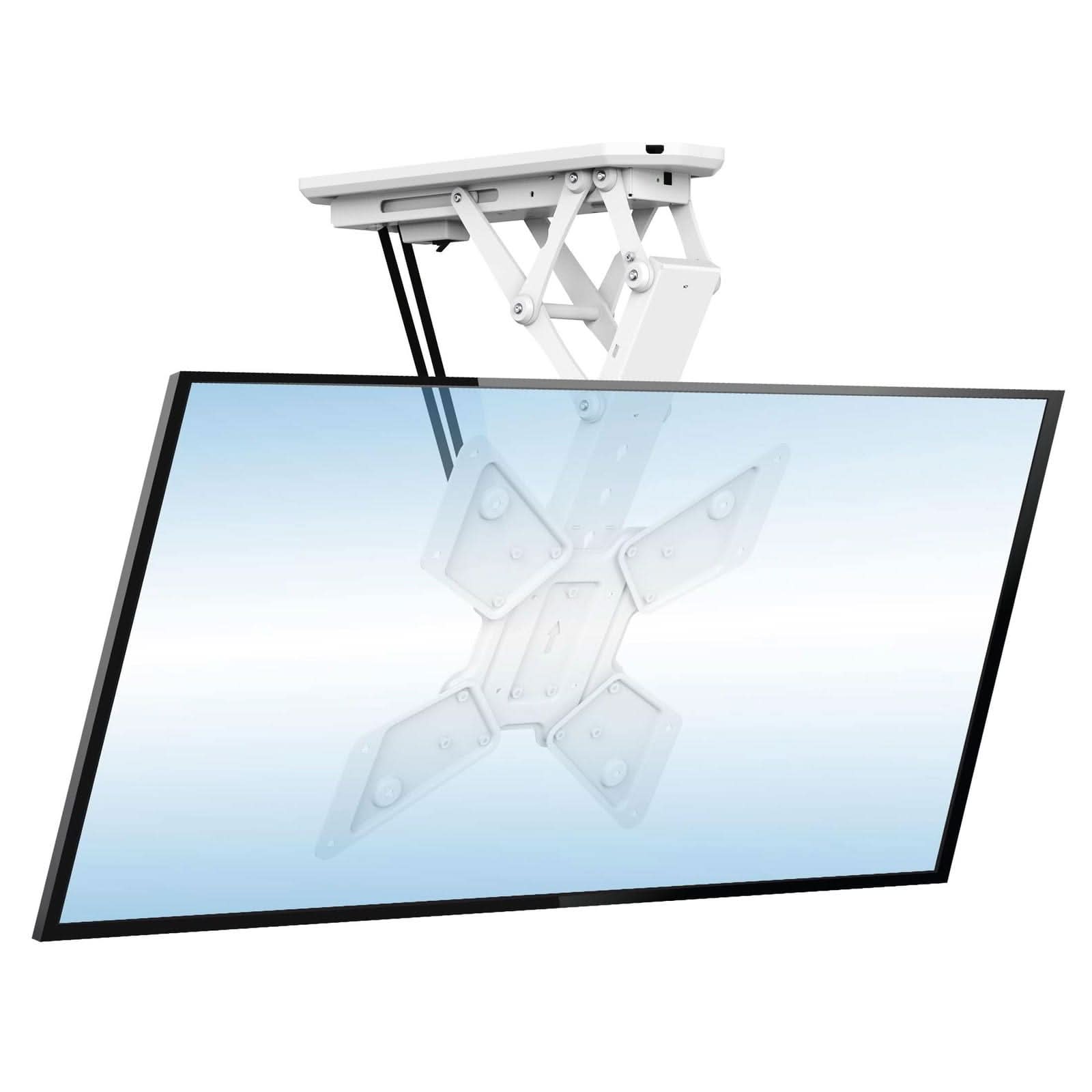 Angle. Mount-It! - Motorized Ceiling TV Mount with Remote for 32” – 55” TVs, Retractable Tilt Lif, White - White.