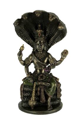 Veronese Design - Finish Vishnu Resting On Shesha Holding Weapons and Lotus Statue - Bronze